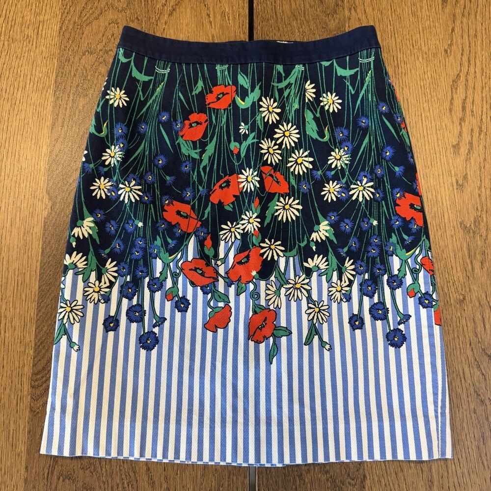 Anthropologie Postmark Garden Floral Pencil Skirt Womens 0 Multicolor Lined Zip
